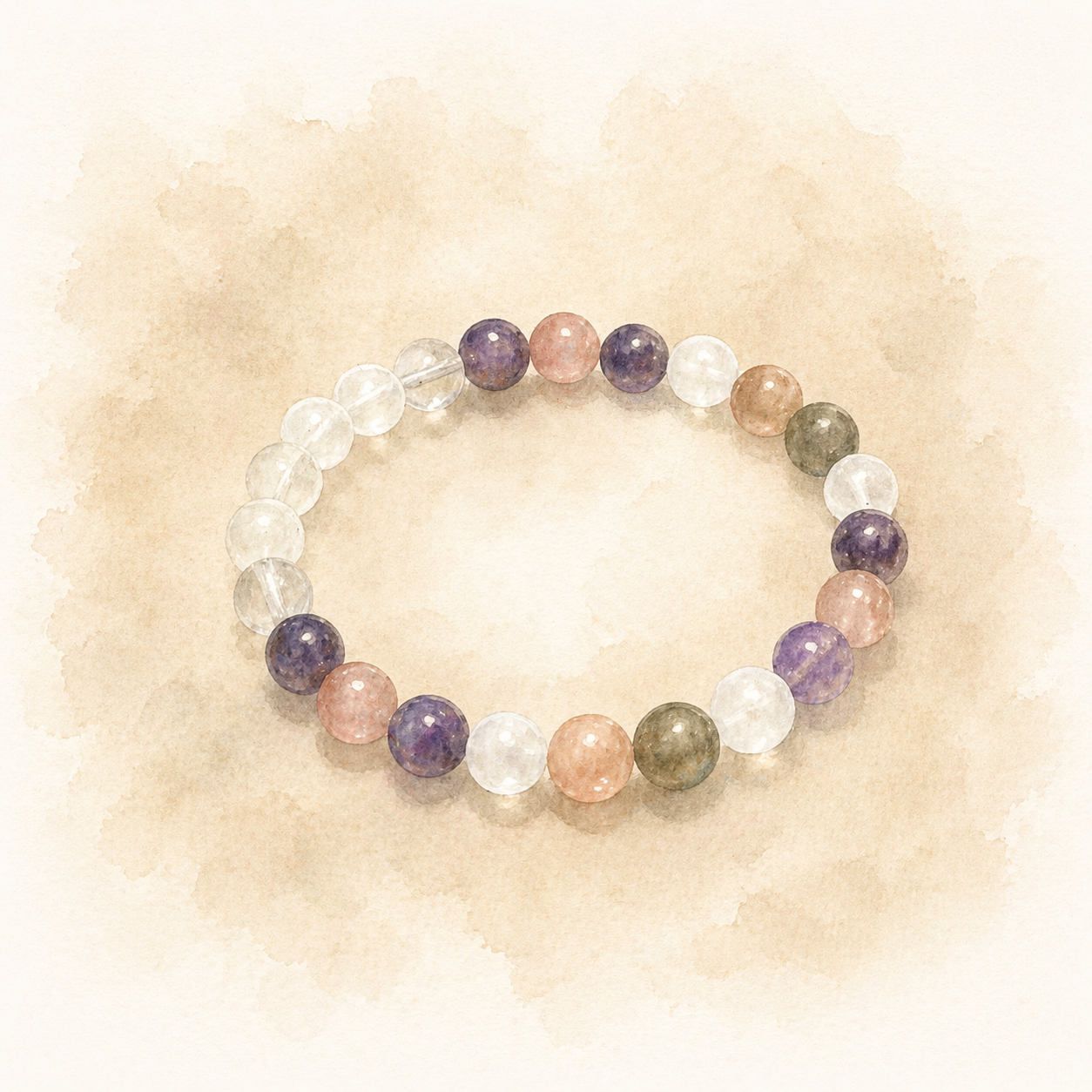 bracelet en pierres sur mesure lune intérieure